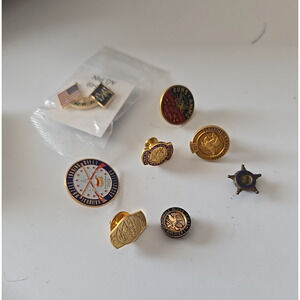 Vtg Assorted Gold Tone Emblems Organizational Insignia USA Patriotic NRA Pins‎